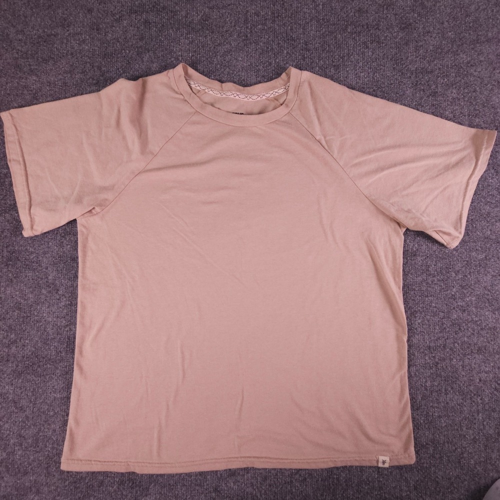Frye Women's T-Shirt Size‎ Large Tan Cotton Blend